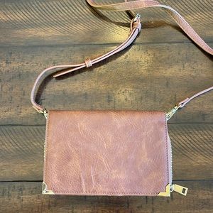 NWOT URBAN EXPRESSIONS women's brown leather fold over crossbody purse